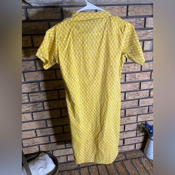 Yellow ajrak kurthi - Picture 4 of 5